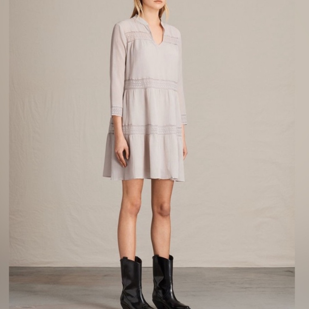 All Saints Nima Short Dress 4 Silk Lace